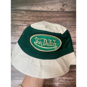 NWOT Von Dutch Bucket Fisherman Hat Kids/Youth Dark Green and Cream